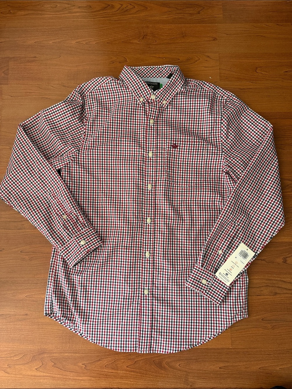 Dockers - Men's Red & White Gingham Button-Down Shirt